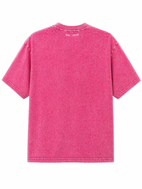 Oversized Acid Wash T-Shirt - Washed Fuchsia