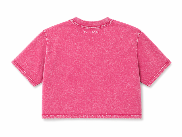 Ladies Acid Wash Crop - Pink