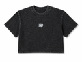Ladies Acid Wash Crop - Black