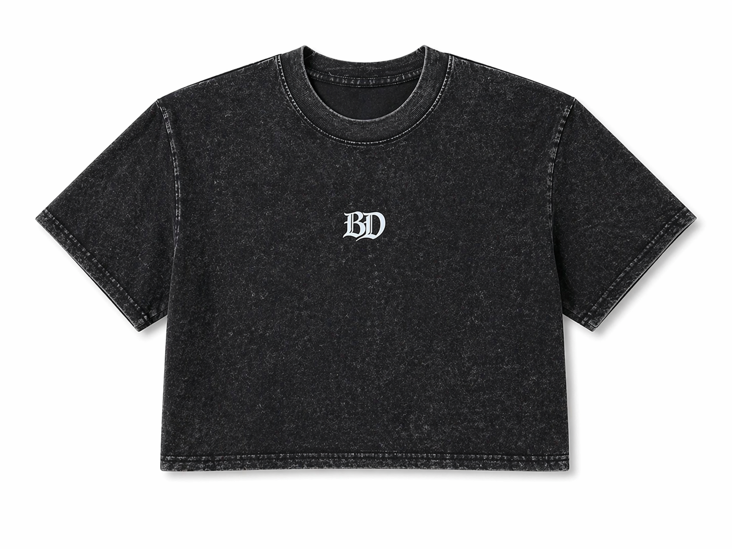 Ladies Acid Wash Crop - Black