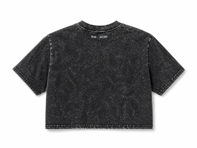 Ladies Acid Wash Crop - Black