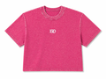 Ladies Acid Wash Crop - Pink
